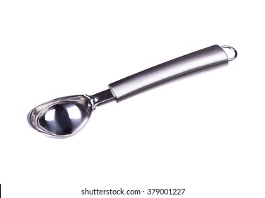 Steel Ice Cream Scooper Isolated On White