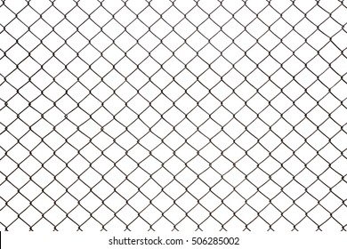 Steel Mesh Wire Fence Isolated On White Background