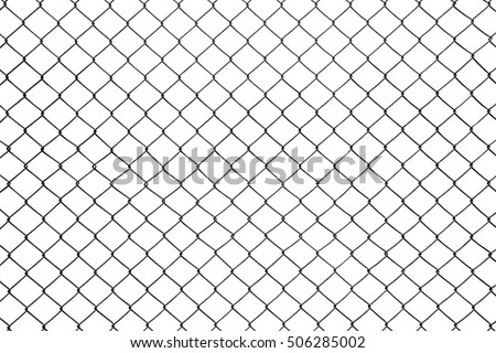 steel mesh wire fence isolated on white background