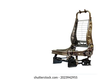 Steel Metal Frame Structure Car Seat For Passenger Or Driver Of Automobile Vehicle Isolated On White Background With Clipping Path