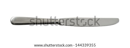 Steel metal table knife isolated over white background