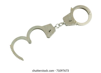 Steel Metallic Handcuffs Isolated On White Stock Photo 71097673 ...