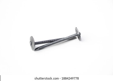 Steel Nails For Zinc Roof Isolated On White Background.