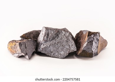 Steel Ore, Produced From Iron Ore, Isolated White Background