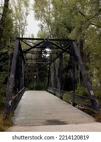 Steel Pedestrian Bridge Along Path Of Rio Grande Trail In Aspen, Colorado