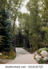 Steel Pedestrian Bridge Along Path Of Rio Grande Trail In Aspen, Colorado