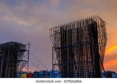 Steel pillar project, expressway construction.