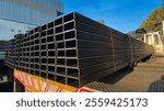 steel pipe product group square pipe Construction steel products such as black steel pipes, image ideas, examples of steel products.metal warehouse industry, delivery to customers