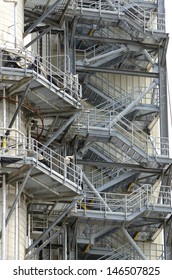 Steel And Pipe Work Of A Smoke Pollution Scrubber That Is Being Dismantled After The Plant Shut Down