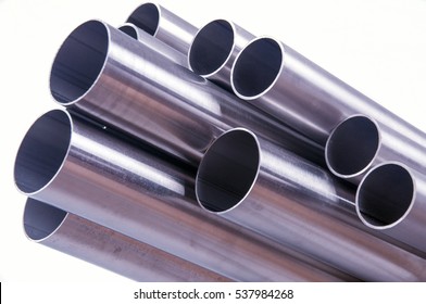 Steel Pipes On White Background