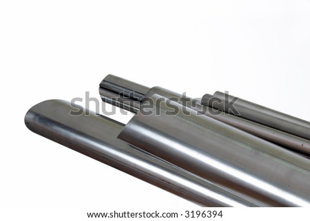steel pipes on white background
