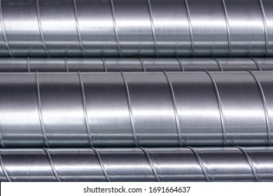 Steel pipes for ventilation system. Ventilation ducts components Construction equipment.
