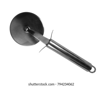 Steel pizza cutter isolated on white background with Clipping Path