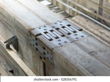 Steel plate expansion joint in concrete monorail track, Kuala Lumpur, Malaysia