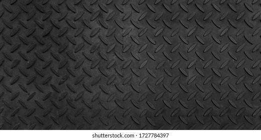 Steel Plate Pattern Manhole Cover Of Black Dark Color ,Black Dark Grey Checker Plate Abstract Floor Metal Stanless Background Stainless Pattern Surface.