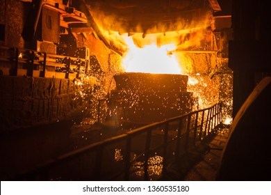 steel production in electric furnaces. - Shutterstock ID 1360535180