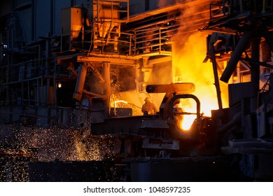 Steel Production Open Hearth Furnace Fire Stock Photo 1048597235 ...