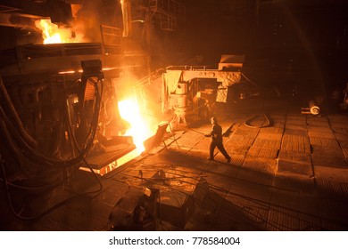 Steel Production In A Steelmaking Furnace