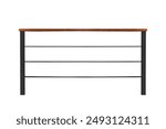 Steel railing with wood on top isolated on white background work with clipping path.