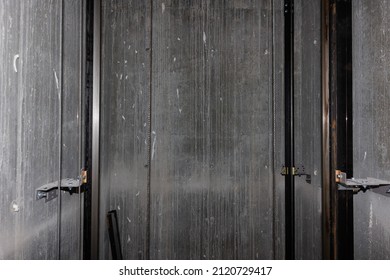 steel rails of the elevator shaft from the inside. - Shutterstock ID 2120729417