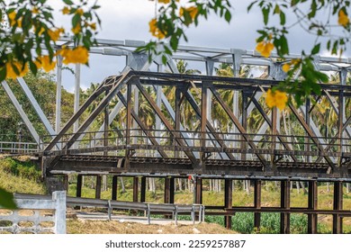 Steel railway bridge over the river