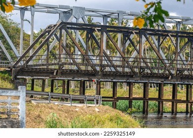 Steel railway bridge over the river