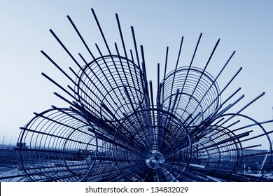 steel rebar component in a construction site, North China. - Shutterstock ID 134832029