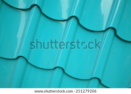 Steel roof texture painted in green color