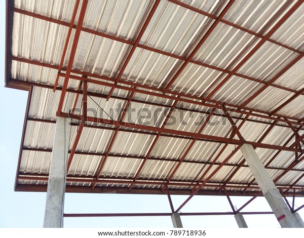Steel Roof Trusses Metal Roof Frame Stock Photo Edit Now