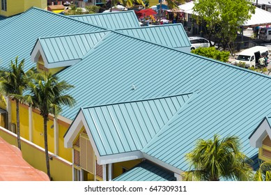 Steel roofing on modern apartment condo building for hurricane protection