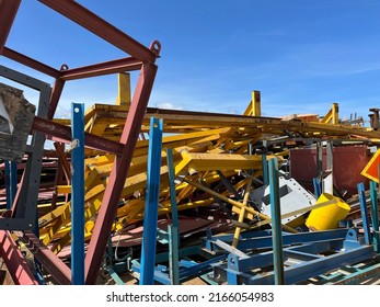 Steel scrap of construction projects. - Shutterstock ID 2166054983