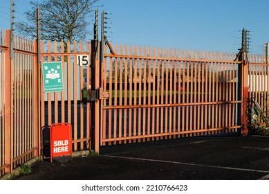 Steel Security Gate At Industrial Site 