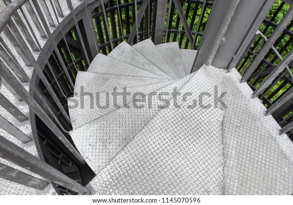 Steel Spiral Staircase Steel Battens On Stock Photo Edit