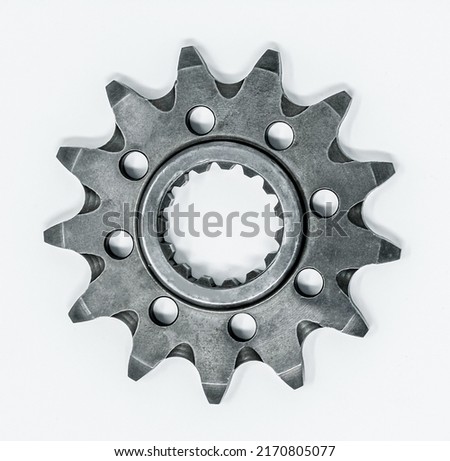 steel sprocket for motorcycle on white background. High quality photo