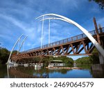 Steel structure bridge over the river