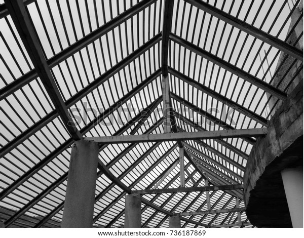 Steel Structure Building Black White Background Stock Photo Edit