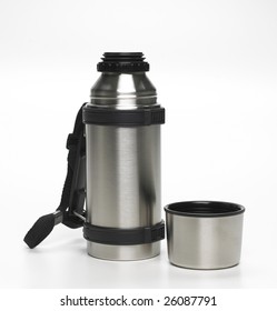 Steel Thermos Isolated On A White Background