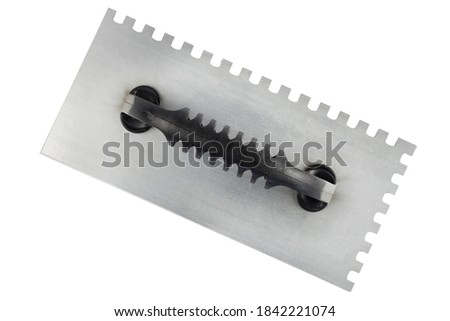steel trowel isolated with plastic handle isolated in white