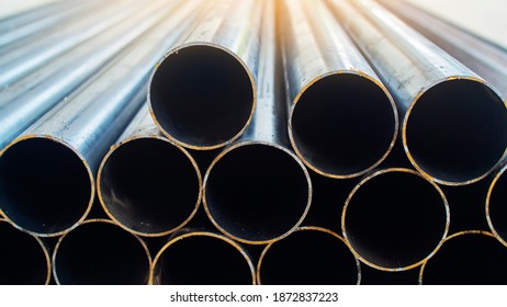 Steel Tube In Construction Site.