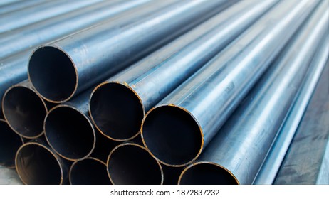 Steel Tube In Construction Site.