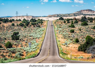 Steep Dramatic Hill On Highway 12 Scenic Road Byway In Calf Creek Recreational Area And Grand Staircase Escalante National Monument In Utah Summer