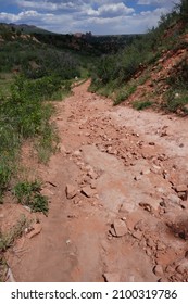 Steep Dry Rocky Hiking Path Down Hill