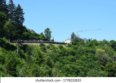 steep road into Manderscheid in the Eifel - Shutterstock ID 1778232833