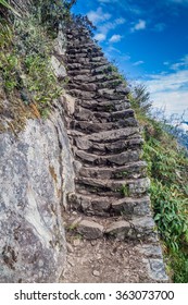 Steep trail leading to Machu Picchu mountain, Peru - Shutterstock ID 363073700