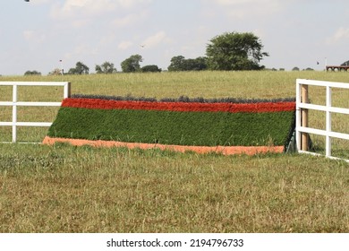 Steeple Chase Fence Used For Horse Racing Training. Equestrian