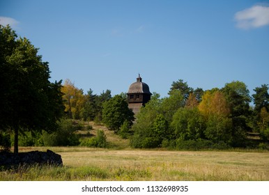 Steeple At Munsö Church From 1400s In Ekerö, Stockholm	