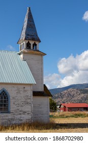 Steeple Of An Old Abandoned Church In Western Canada In Autumn