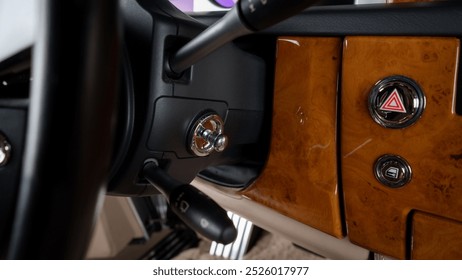 Steering column inside of a car