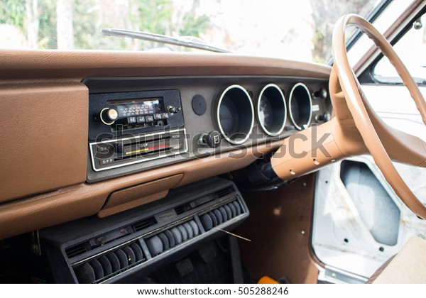 Steering and\
System inside the cabin old car\
art