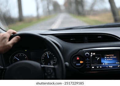 Steering Through: Inside View of Car Interior